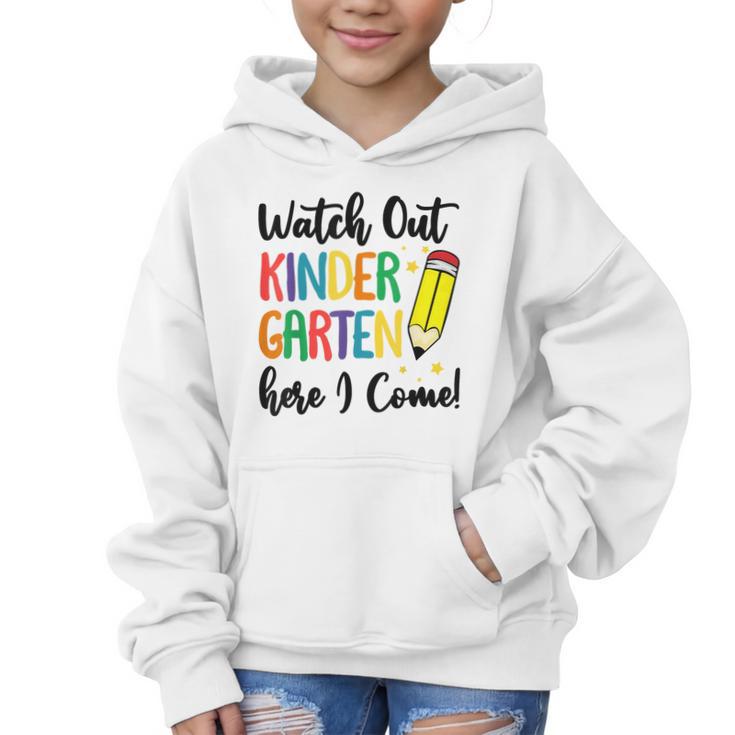 Back To School Kids Watch Out Kindergarten Here I Come Graphic Kid Hoodie
