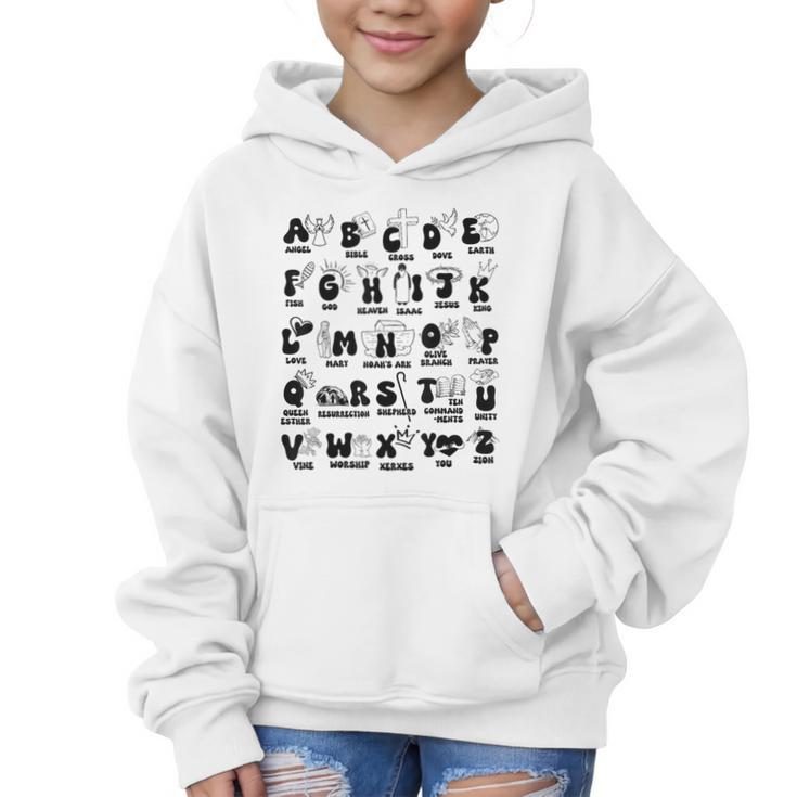Biblical Alphabet Religious Christian Kids Back To School Graphic Kid Hoodie