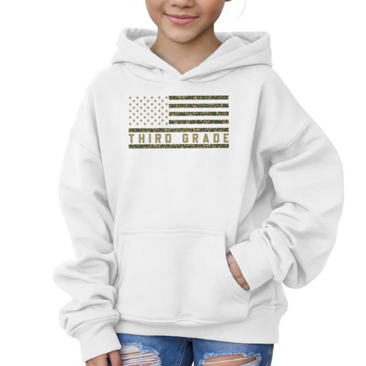 Camo American Flag Third Grade Back To School 3rd Grade Premium Tri-Blend Graphic Kid Hoodie