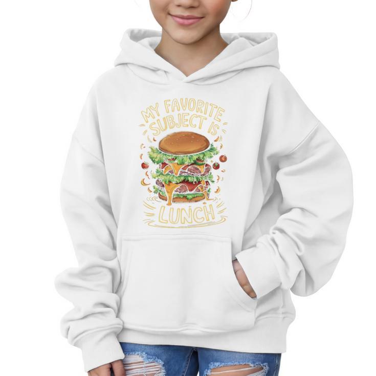 My Favorite Subject Is Lunch Hamburger Back To School Premium Tri-Blend Graphic Kid Hoodie
