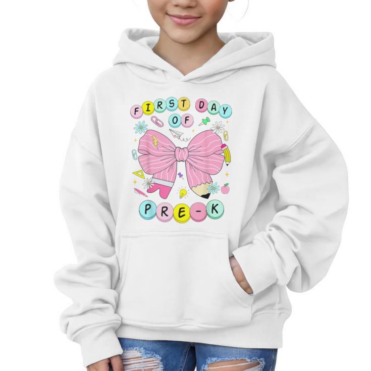 First Day Of Pre-K Girls Coquette Bow Back To School Kids Graphic Kid Hoodie