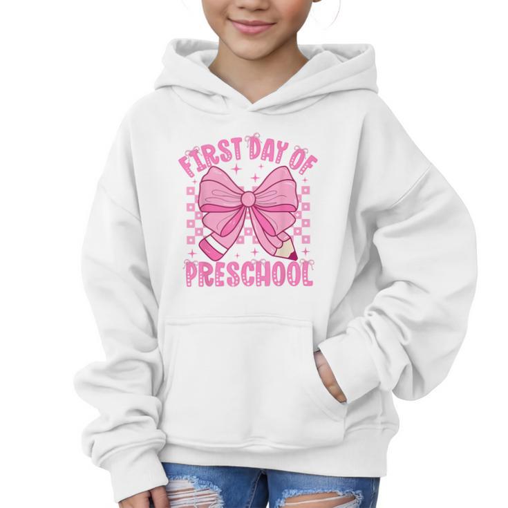 First Day Of Preschool Coquette Bow Back To School Girls Graphic Kid Hoodie