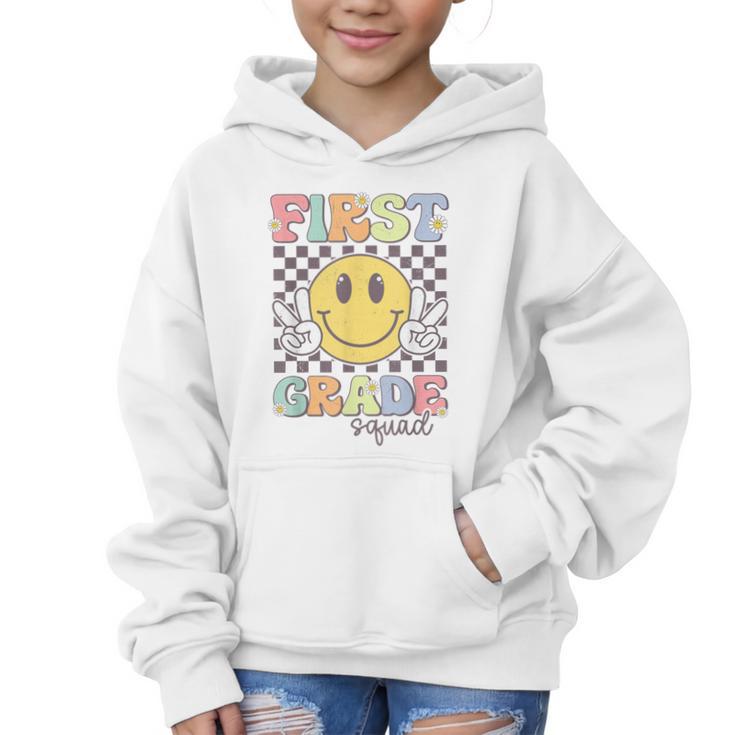First Grade Squad Smile Face 1st Grade Back To School Graphic Kid Hoodie