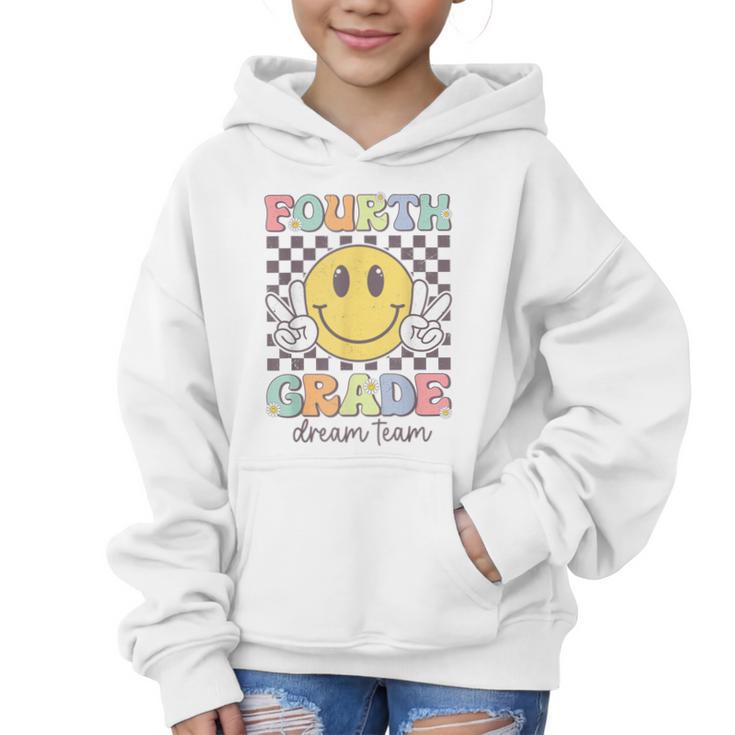 Fourth Grade Dream Team Smile Face Back To School 4th Grade Graphic Kid Hoodie