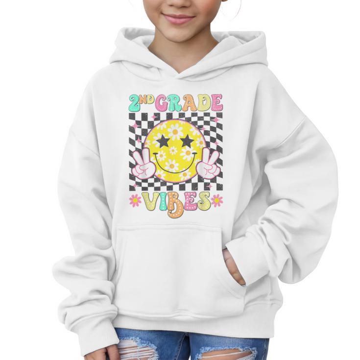 Girls 2nd Grade Vibes Smile Face Back To School Second Grade Graphic Kid Hoodie