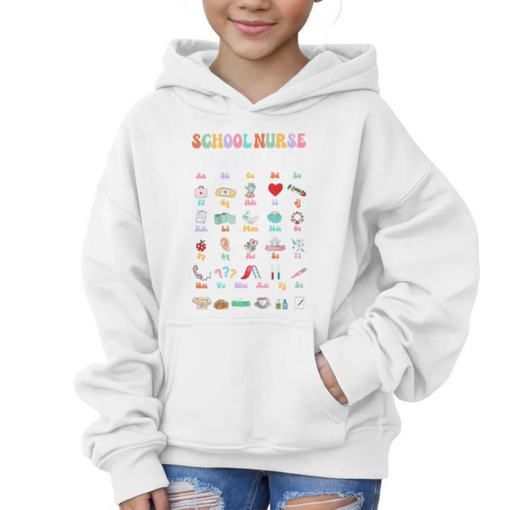 Groovy Cute ABC School Nurse Alphabet Back To School Women Graphic Kid Hoodie