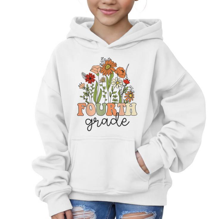 Groovy Fourth Grade Wildflowers Back To School 4th Grade Graphic Kid Hoodie