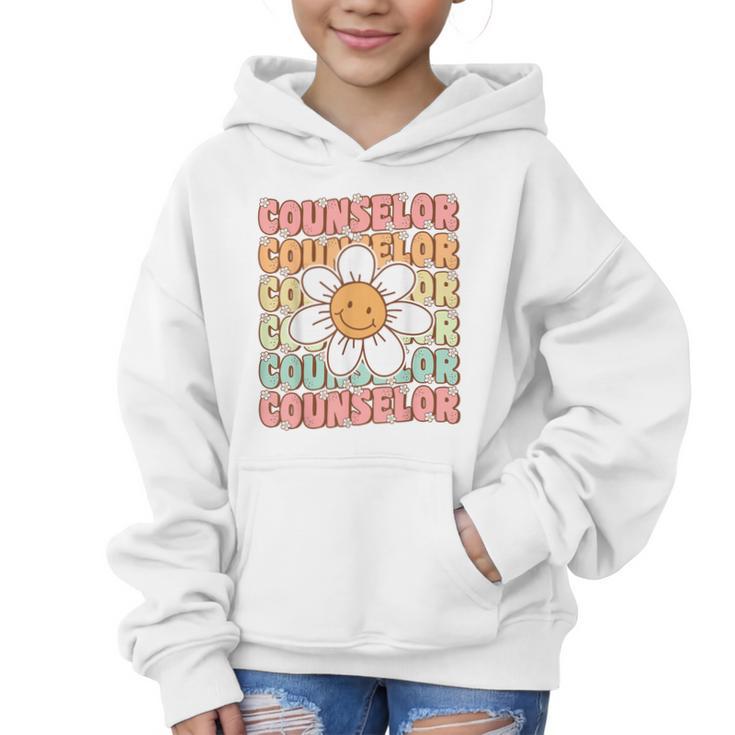 Groovy School Counselor Cute Daisy Flower Back To School Graphic Kid Hoodie