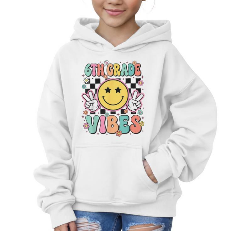 Groovy Sixth 6TH Grade Vibes Back To School First Day Kids Graphic Kid Hoodie