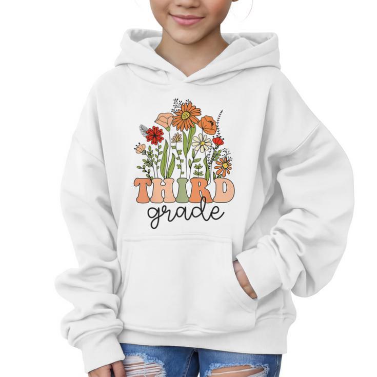 Groovy Third Grade Wildflowers Back To School 3rd Grade Graphic Kid Hoodie