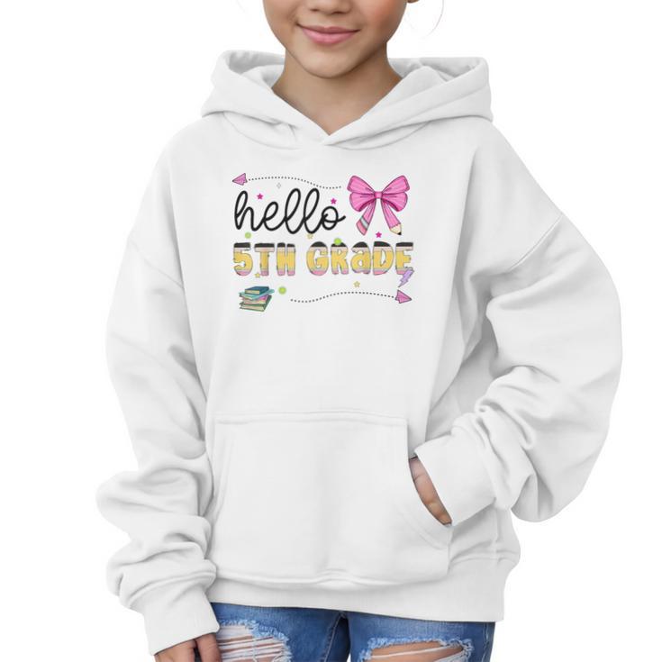 Hello 5th Grade Girls Coquette Fifth Grade Back To School Graphic Kid Hoodie