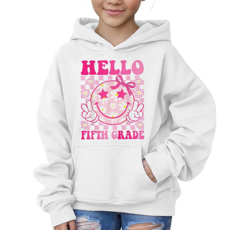 Hello Fifth Grade Coquette Bow Back To School 5th Grade Girl Graphic Kid Hoodie