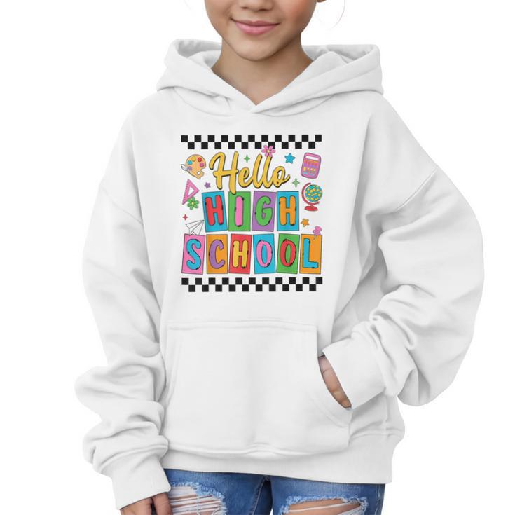 Hello Highshool First Day Of School Back To School Boy Girls Graphic Kid Hoodie