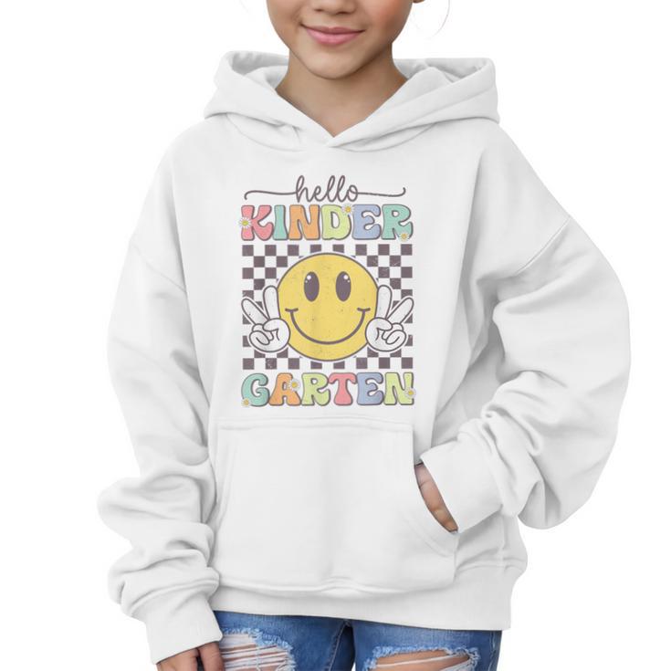 Hello Kindergarten Hippie Smile Face Back To School Graphic Kid Hoodie