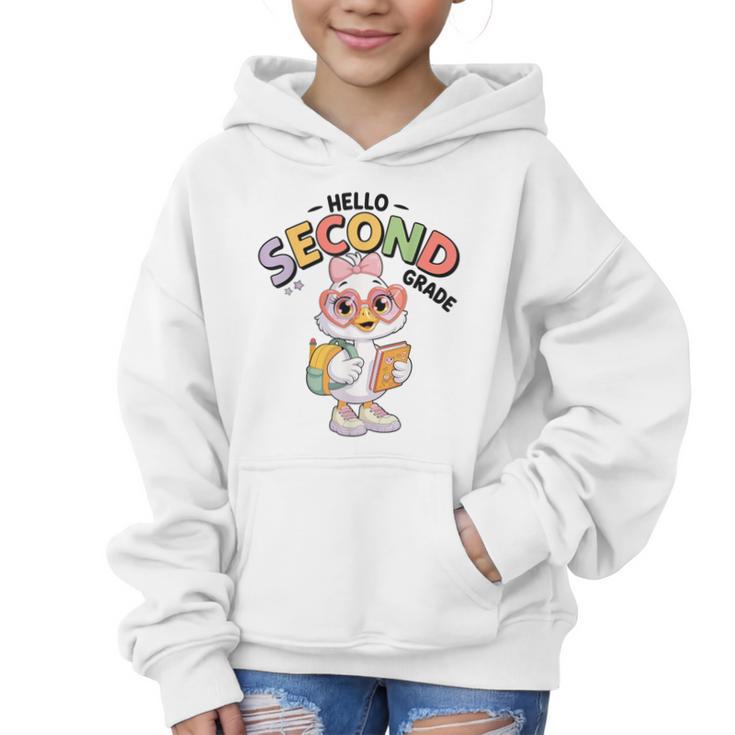 Hello Second Grade Cute Goose Back To School 2nd Grade Girls Graphic Kid Hoodie