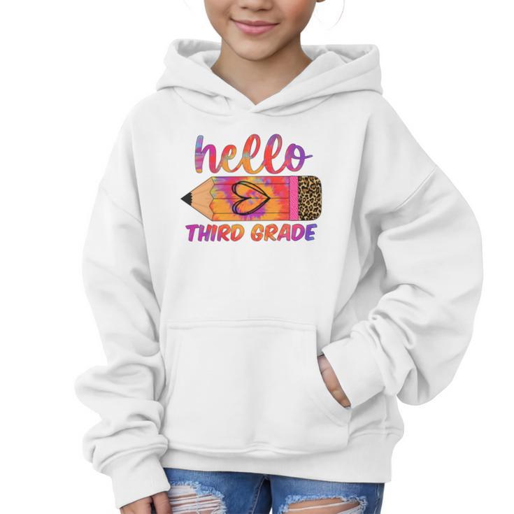 Hello Third Grade Back To School Pencil Tie Dye 3rd Grade Performance Graphic Kid Hoodie