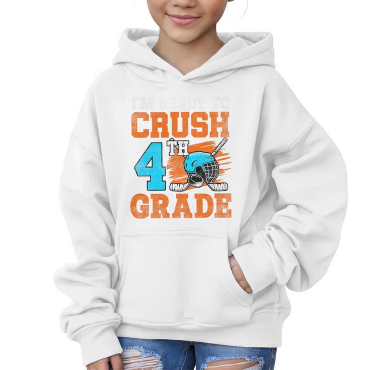 I'm Ready To Crush 4th Grade Hockey Kids Back To School Premium Tri-Blend Graphic Kid Hoodie