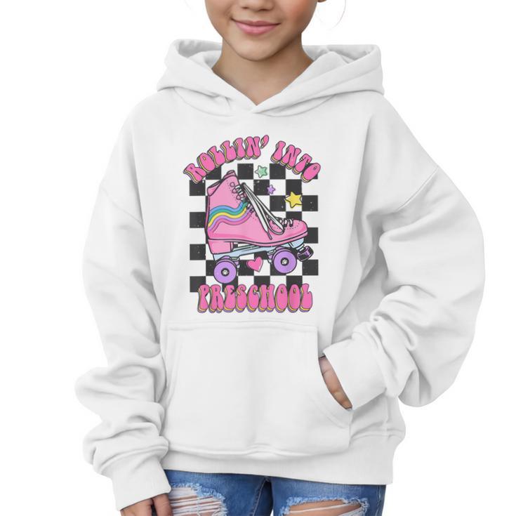 Kids Back To School Skating Rollin Into Preschool Graphic Kid Hoodie