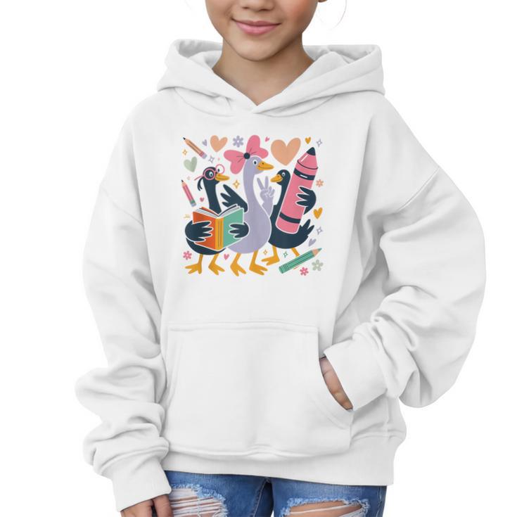 Kindergarten 1st Grade Goose Back To School Girls Graphic Kid Hoodie
