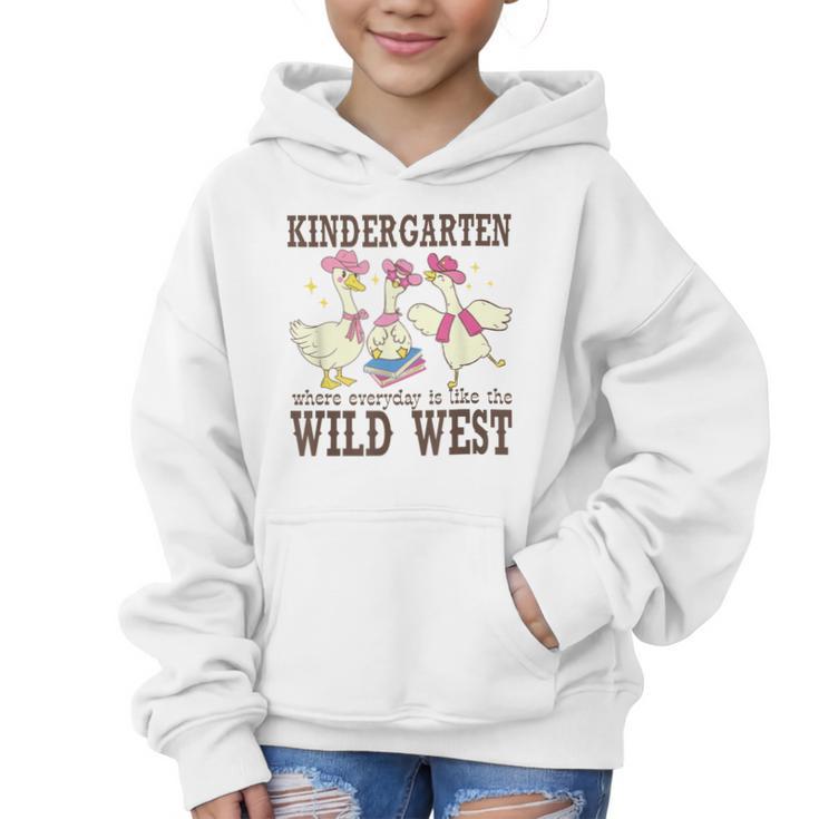 Kindergarten Wild West Goose Cowboy Goose Back To School Graphic Kid Hoodie