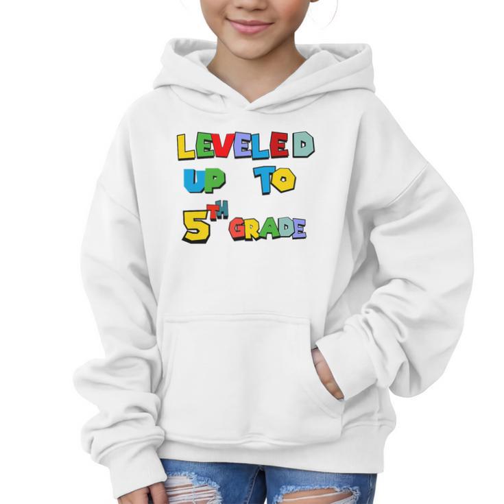 Leveled Up To 5th Grade Back To School Kids Boys Premium Tri-Blend Graphic Kid Hoodie