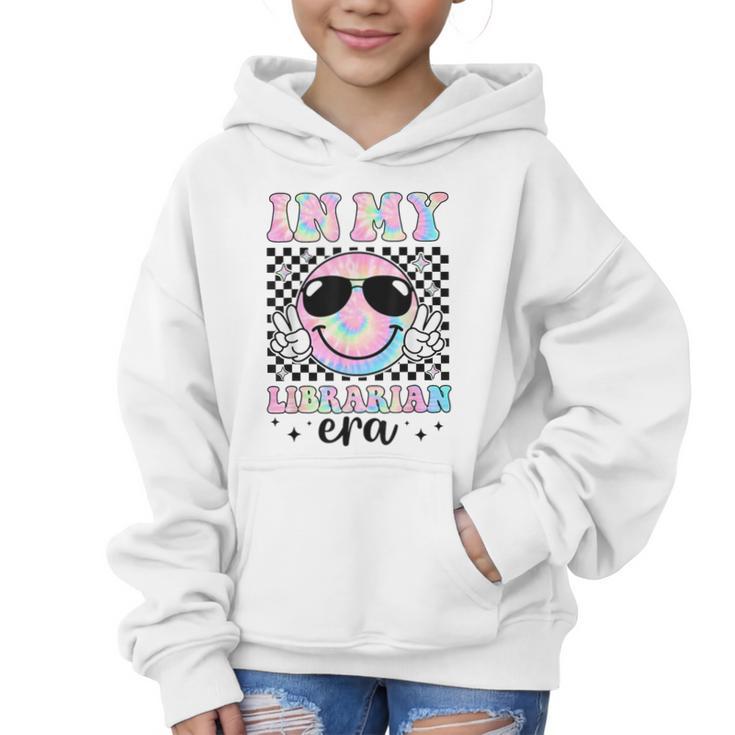 In My Librarian Era Groovy Tie Dye Back To School Graphic Kid Hoodie