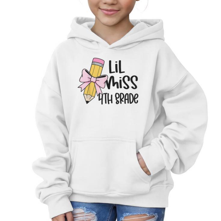 Lil Miss 4th Grade Coquette Bow Pencil Back To School Girls Graphic Kid Hoodie