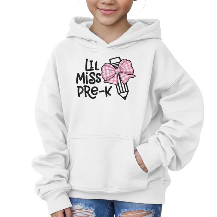 LiL Miss Pre-K Girls Coquette Bow Gingham Bow Back To School Graphic Kid Hoodie