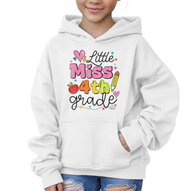 Little Miss 4th Grade Back To School Cute Fourth Grade Girls Graphic Kid Hoodie
