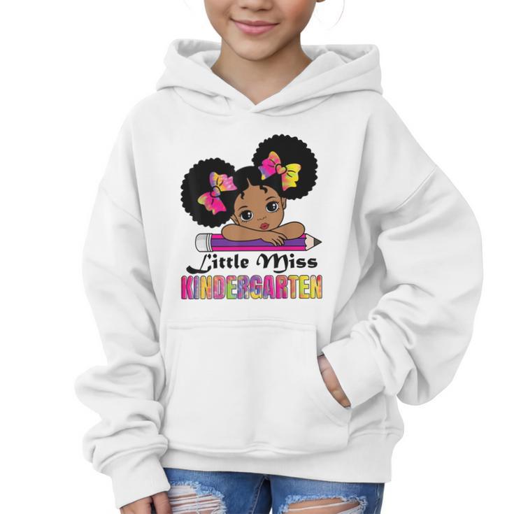 Little Miss Kindergarten Afro Puff Girl Back To School Graphic Kid Hoodie
