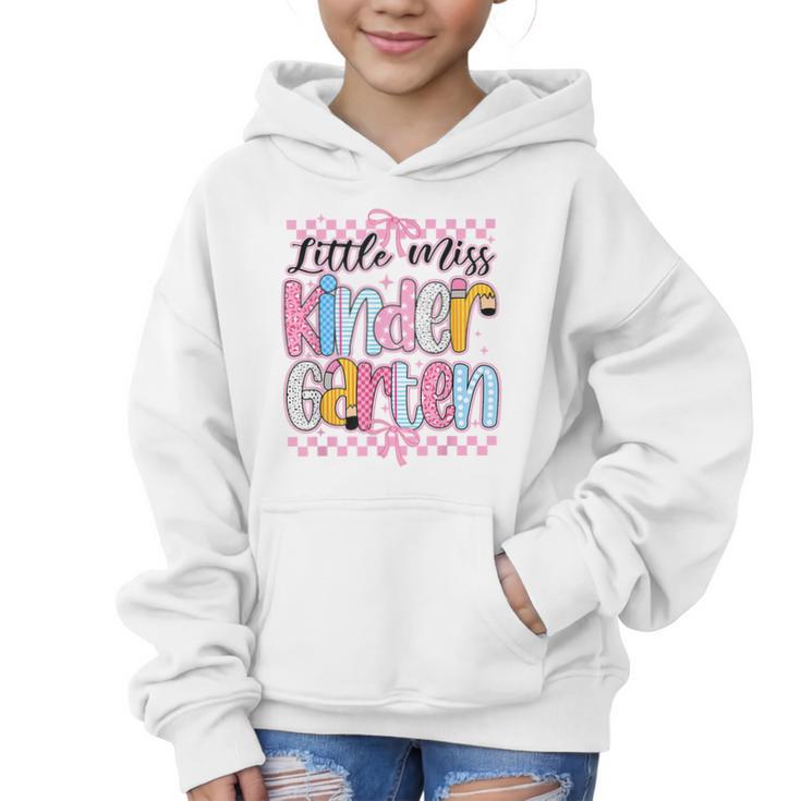 Little Miss Kindergarten Back To School Girls Coquette Bow Graphic Kid Hoodie