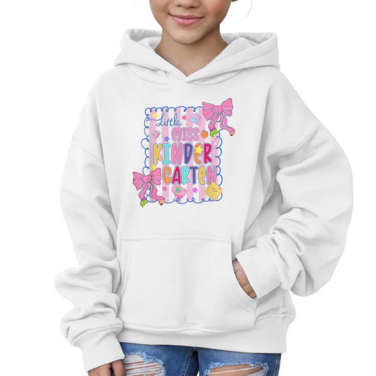 Little Miss Kindergarten Kids Girls Coquette Back To School Graphic Kid Hoodie