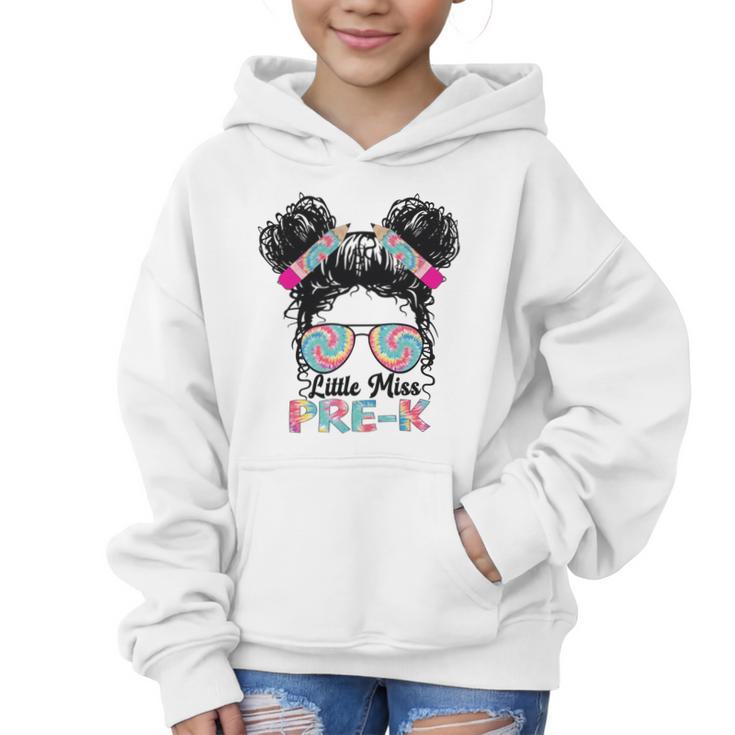 Little Miss Pre-K Girls Back To School Messy Bun Performance Graphic Kid Hoodie