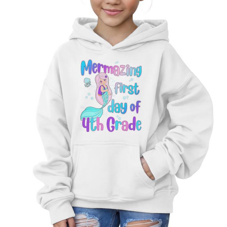 Mermazing First Day Of Fourth Grade Back To School Mermaid Premium Tri-Blend Graphic Kid Hoodie
