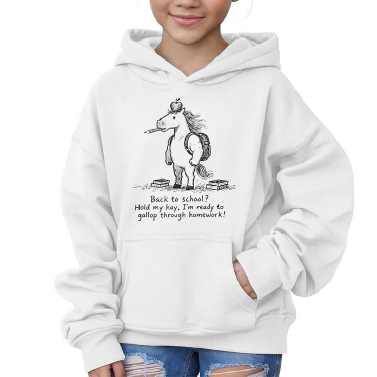 Naive Horse Doodle Back To School Gallop Homework Art Graphic Kid Hoodie