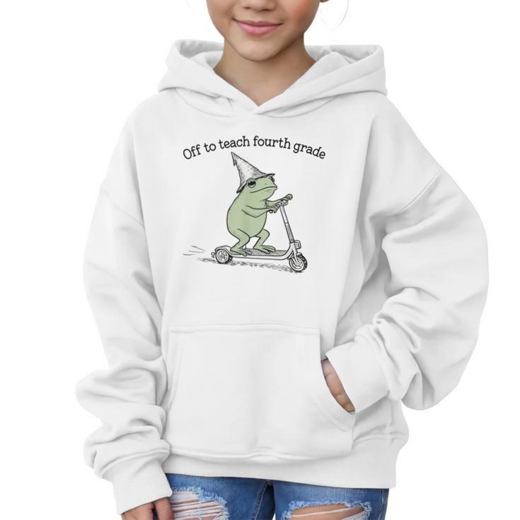 Off To Teach Fourth Grade Froggy Cute Frog Back To School Graphic Kid Hoodie