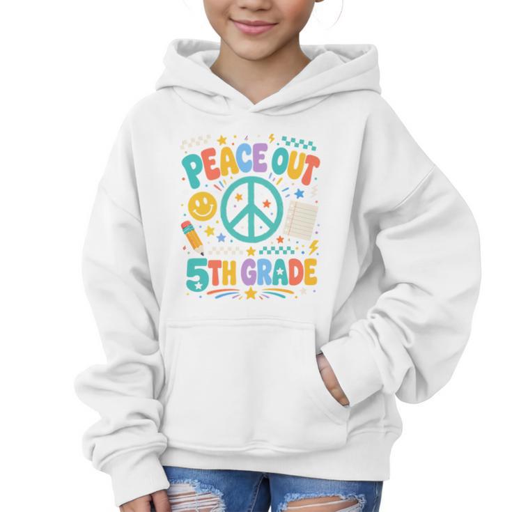 Peace Out 5th Grade Retro Back To School Students Graphic Kid Hoodie