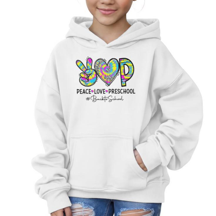 Peace Love Preschool First Day Of Preschool Back To School Graphic Kid Hoodie