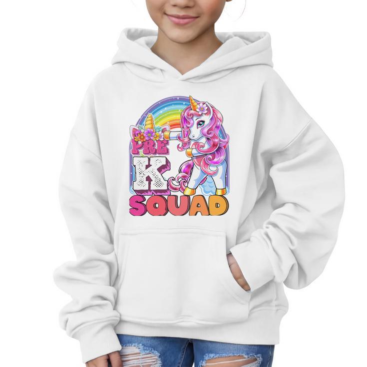 Pre-K Squad Flossing Unicorn Back To School Girls Premium Tri-Blend Graphic Kid Hoodie