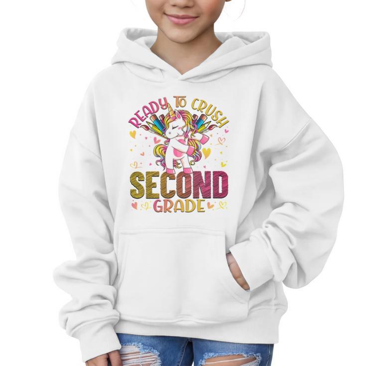 Ready To Crush Second 2nd Grade Back To School Unicorn Kids Performance Graphic Kid Hoodie