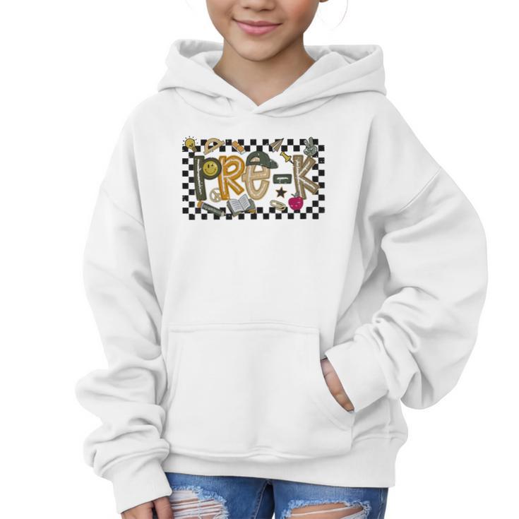 Retro Checkered Back To School Pre K Dude Cute Kid Preschool Graphic Kid Hoodie