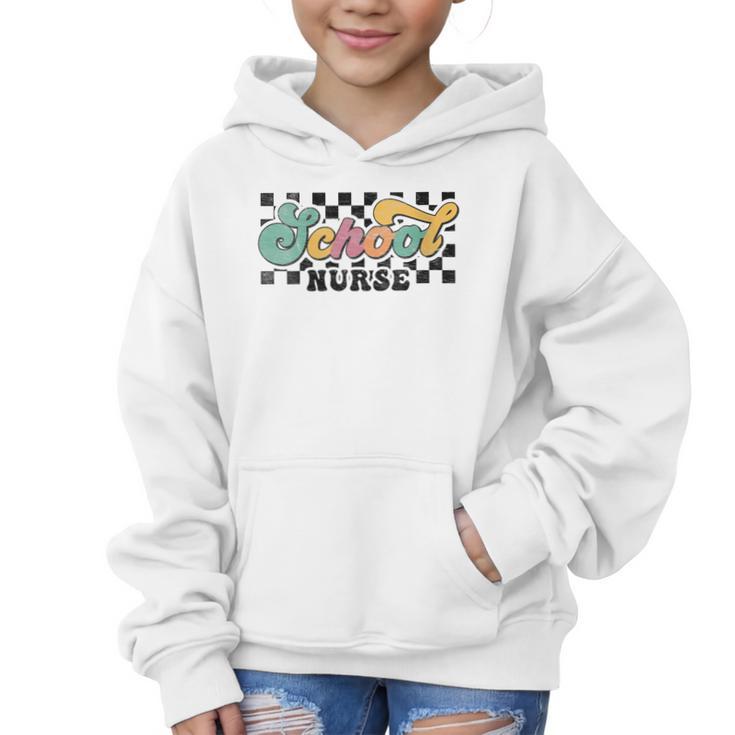 Retro Checkered School Nurse Squad Back To School Graduation Graphic Kid Hoodie