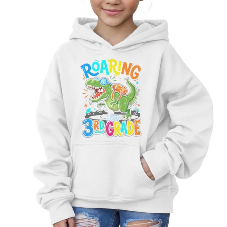 Roaring Into 3rd Grade Back To School Dinosaurus T-Rex Premium Tri-Blend Graphic Kid Hoodie