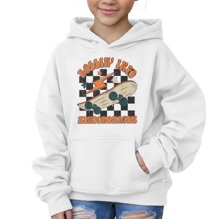 Rolling Into Kindergarten Retro Groovy Back To School Kids Graphic Kid Hoodie