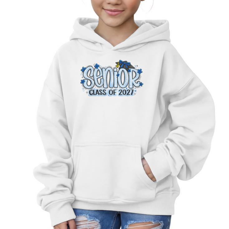 Senior 2027 Blue Girls Class Of 27 Back To School Graphic Kid Hoodie