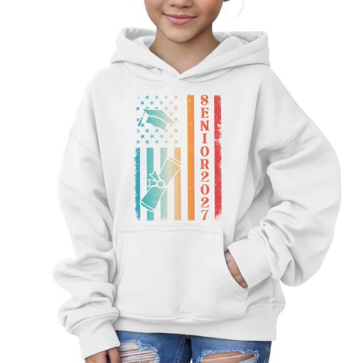 Senior 2027 Class Of 2027 Graduation USA Flag Back To School Performance Graphic Kid Hoodie