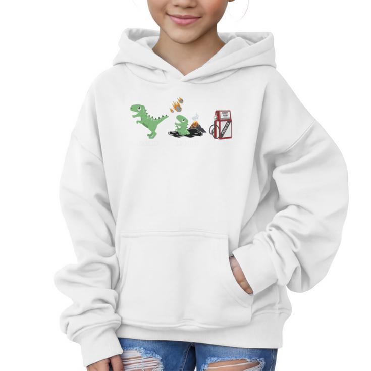 Solid Liquid Gas Dinosaur Back To School Premium Tri-Blend Graphic Kid Hoodie