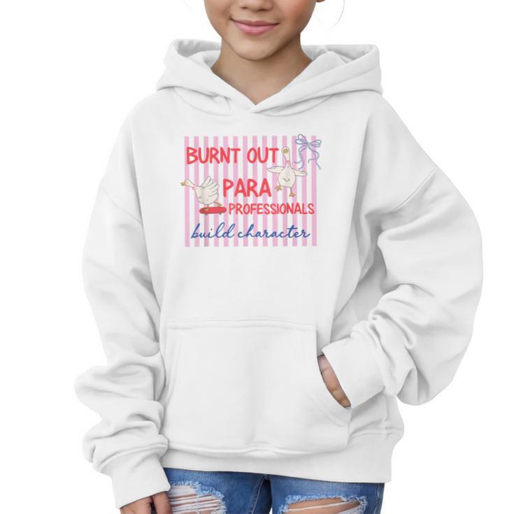 Striped Burnt Out Para Paraprofessional Back To School Graphic Kid Hoodie