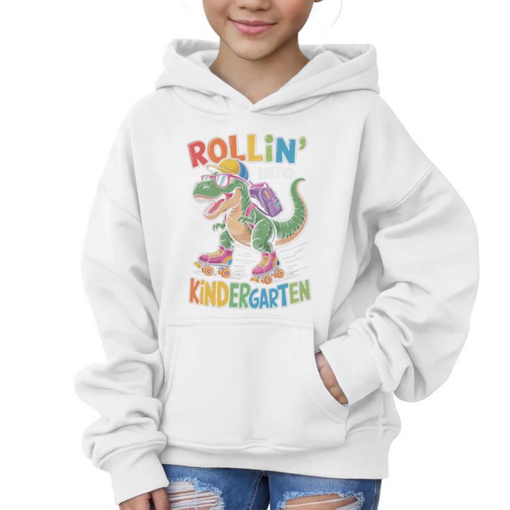 T Rex Rollin Into Kindergarten Back To School First Day Boys Graphic Kid Hoodie