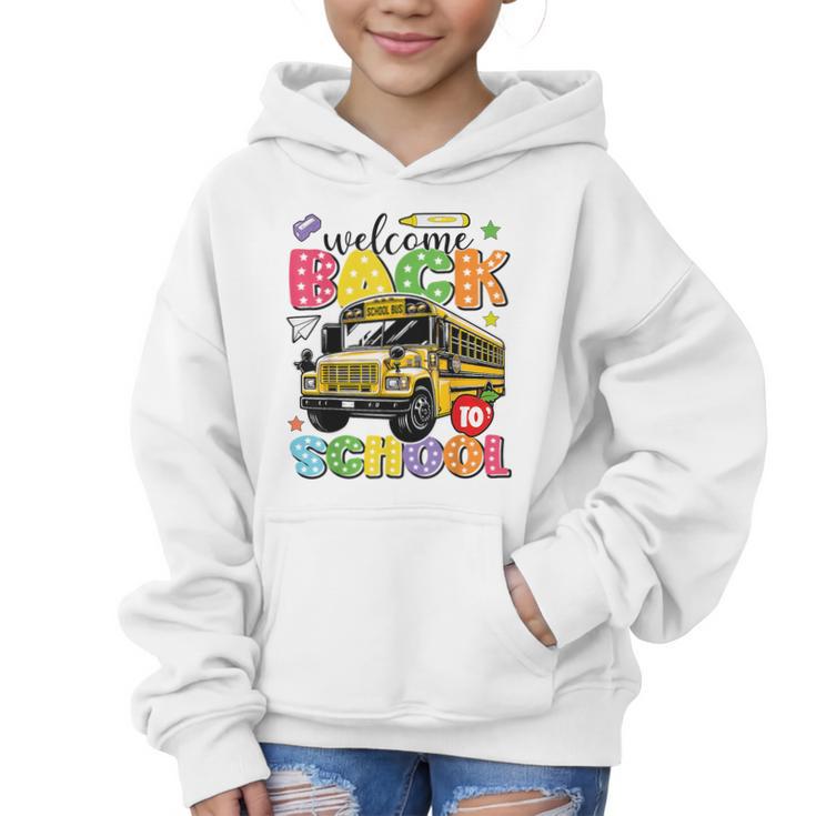 Welcome Back To School Bus Happy First Day Of School Student Graphic Kid Hoodie